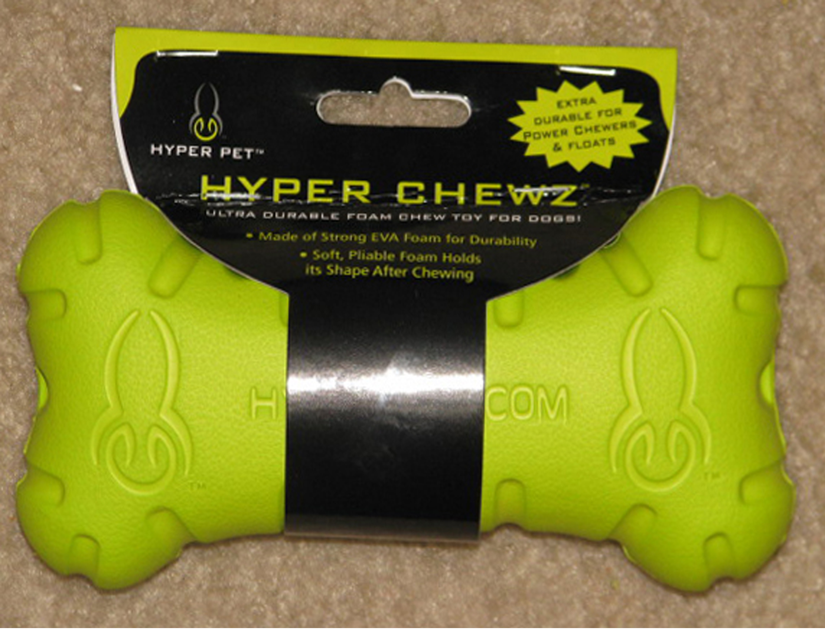 Neon green Hyper Chewz Dog Bone