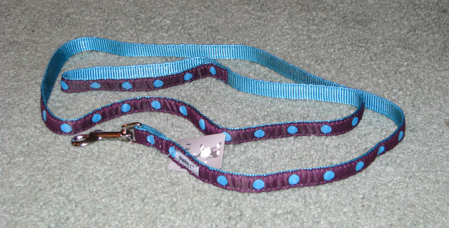 Aqua dots and burgandy matching dog leash.