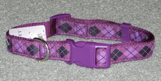 Purple and Black Diamond Pattern Dog Collar