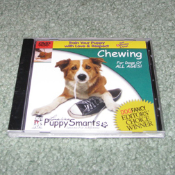 Dog chewing dvd.