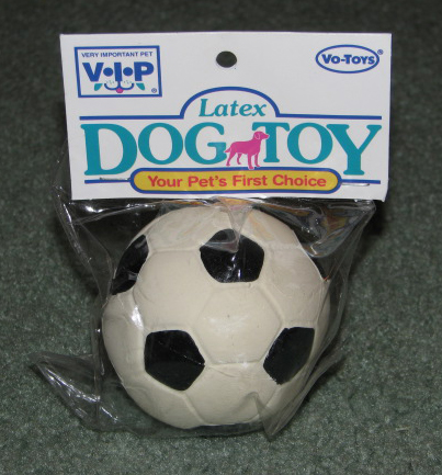 Soccer ball dog toy.